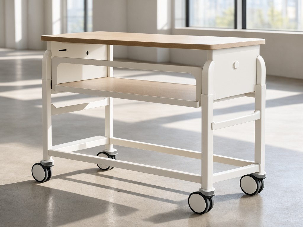 China Medical Adjustable Overbed Bedside Table With Wheels Company