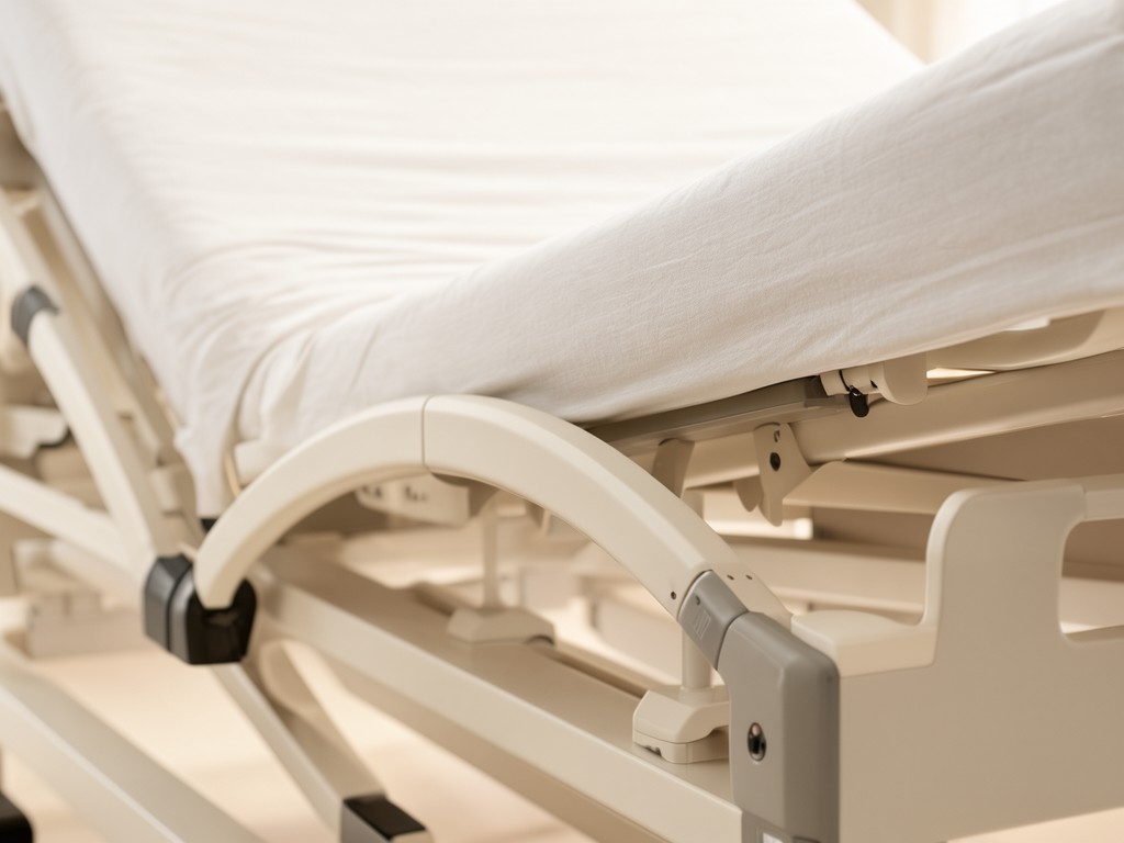 custom multi-section adjustable nursing care bed with side rails factory
